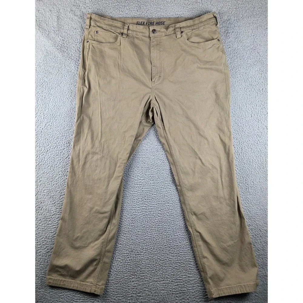Duluth Trading Pants Mens 42x34 (41x33)‎ Brown Tan Flex Fire Hose Work Wear